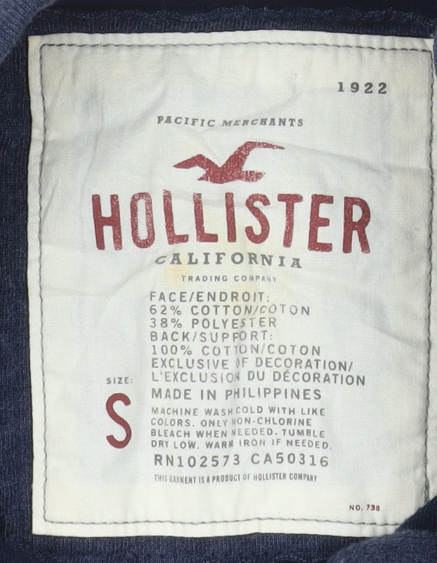Hollister Men Blue Bomber Jacket S Cotton Blend Casual
