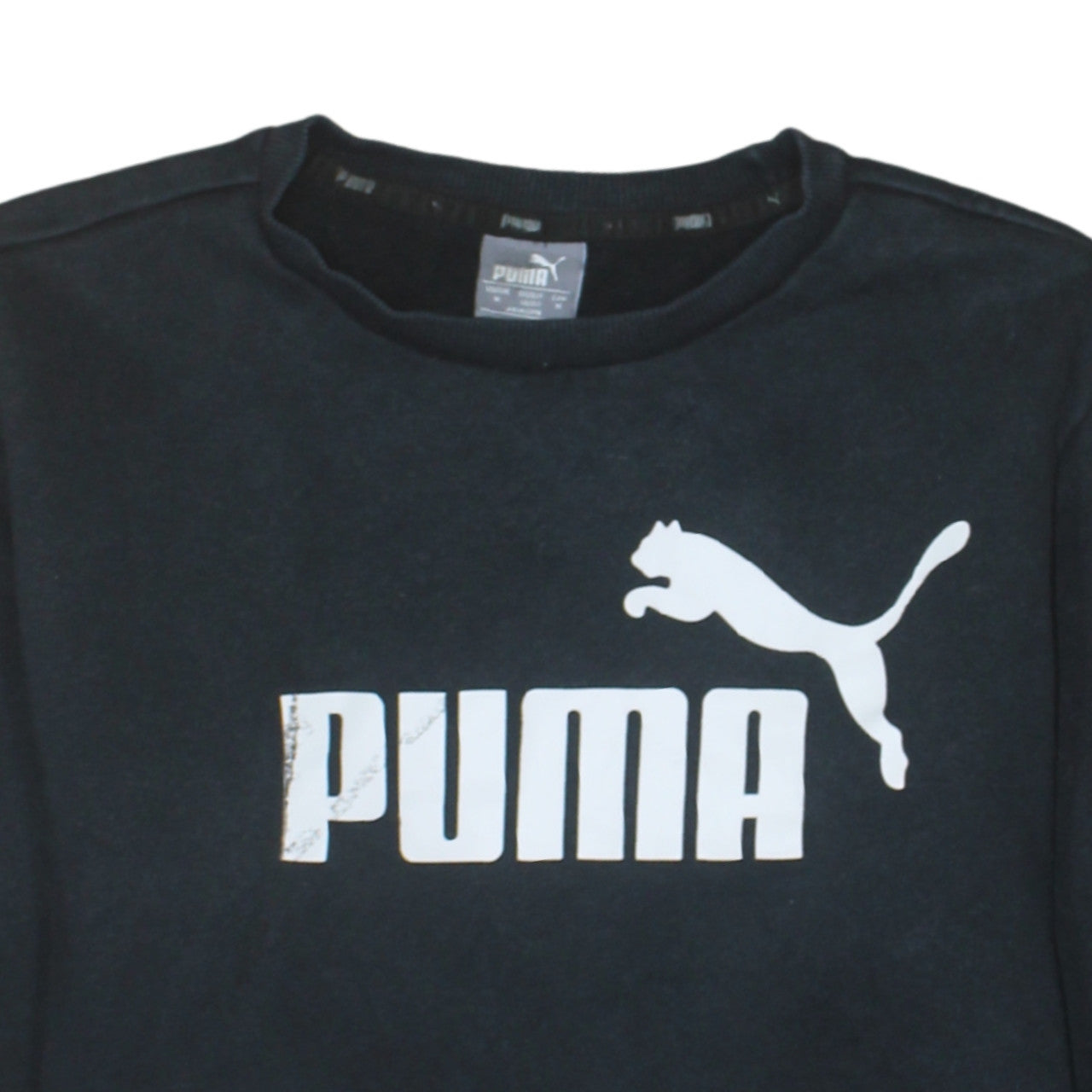 Puma Men's Black Crew Neck Logo Pullover Sweatshirt Size M