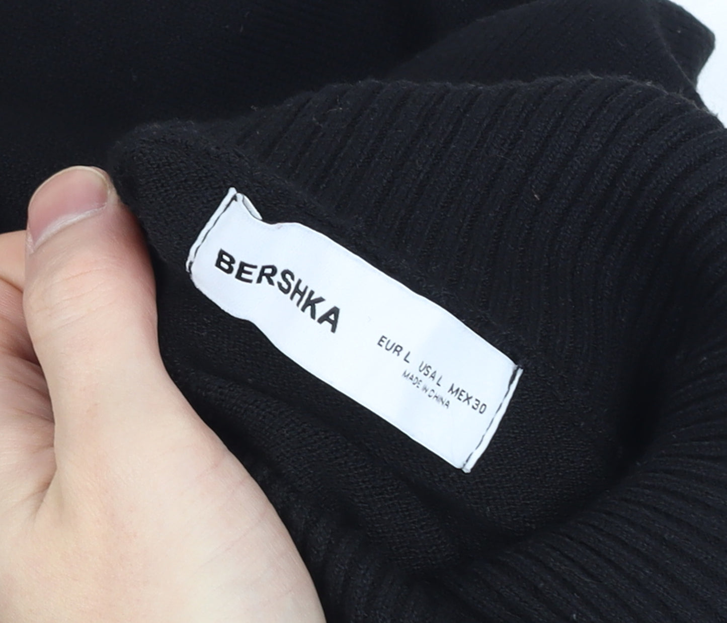 Bershka Women’s Black Roll Neck Long Sleeve Tunic Jumper Size 14