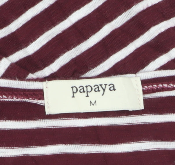 Papaya Womens Red White Striped Long Sleeve Jersey Top Size M