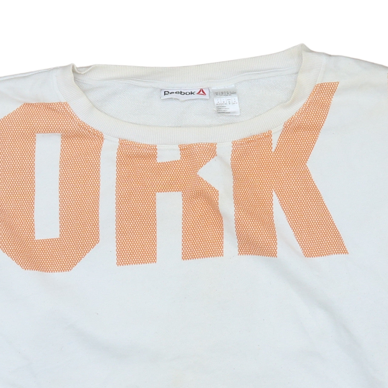 Reebok Womens White Orange Crew Neck Pullover Sweatshirt Size M