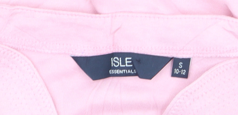Isle Essentials Women's Pink Cotton V-Neck Short Sleeve T-Shirt Size 10-12