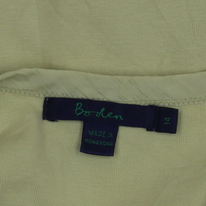 Boden Women's Green V-Neck Short Sleeve Cotton T-Shirt Size 14