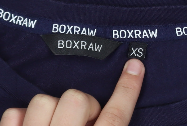 BOXRAW Men's Blue Slim Fit Cotton Jersey T-Shirt XS