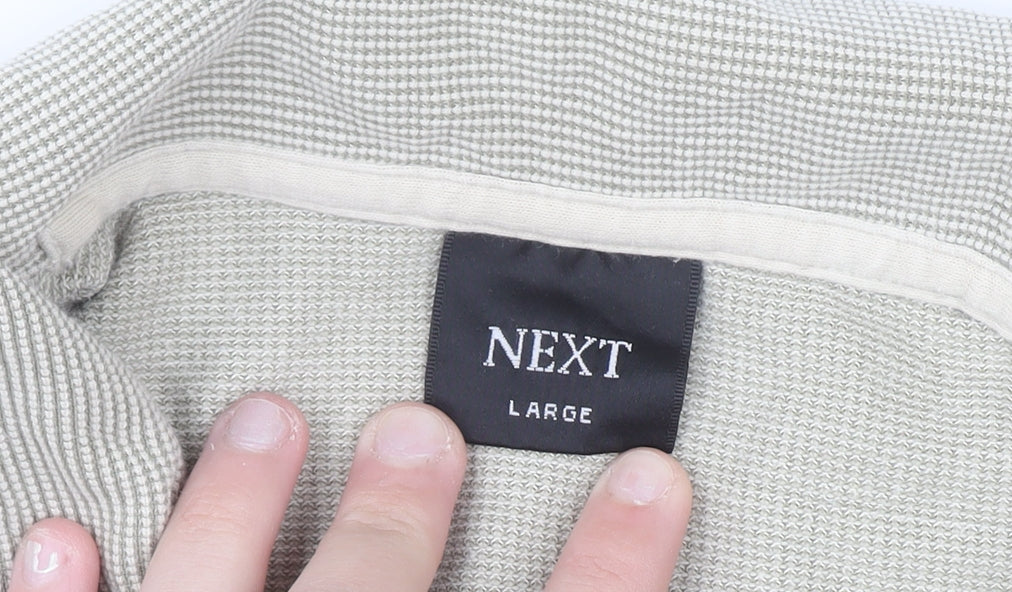 Next Men's Beige Collared Short Sleeve Knit Casual Shirt L
