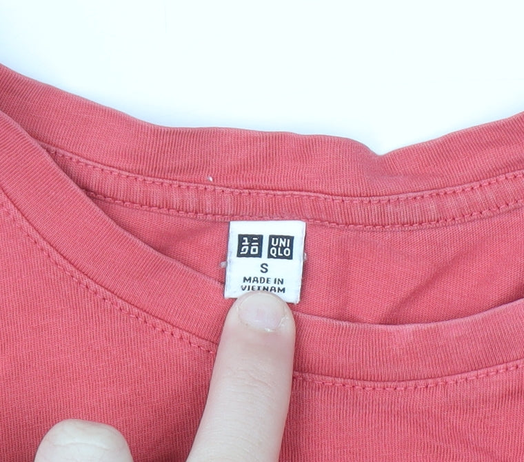 Uniqlo Womens Pink Cotton Short Sleeve Crew Neck T-Shirt Size S
