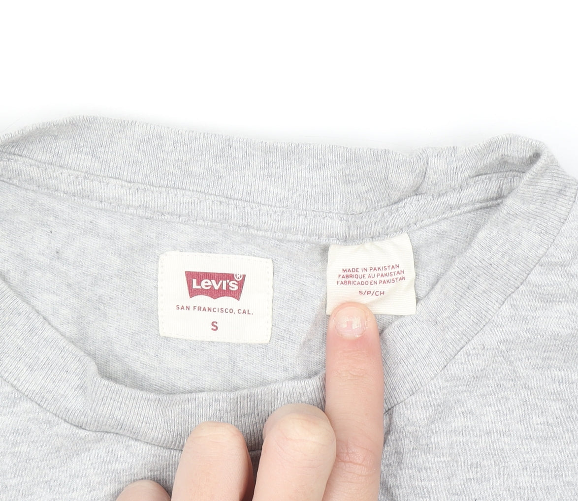 Levi's Men's Grey Long Sleeve Cotton Crew Neck Casual Top Size S