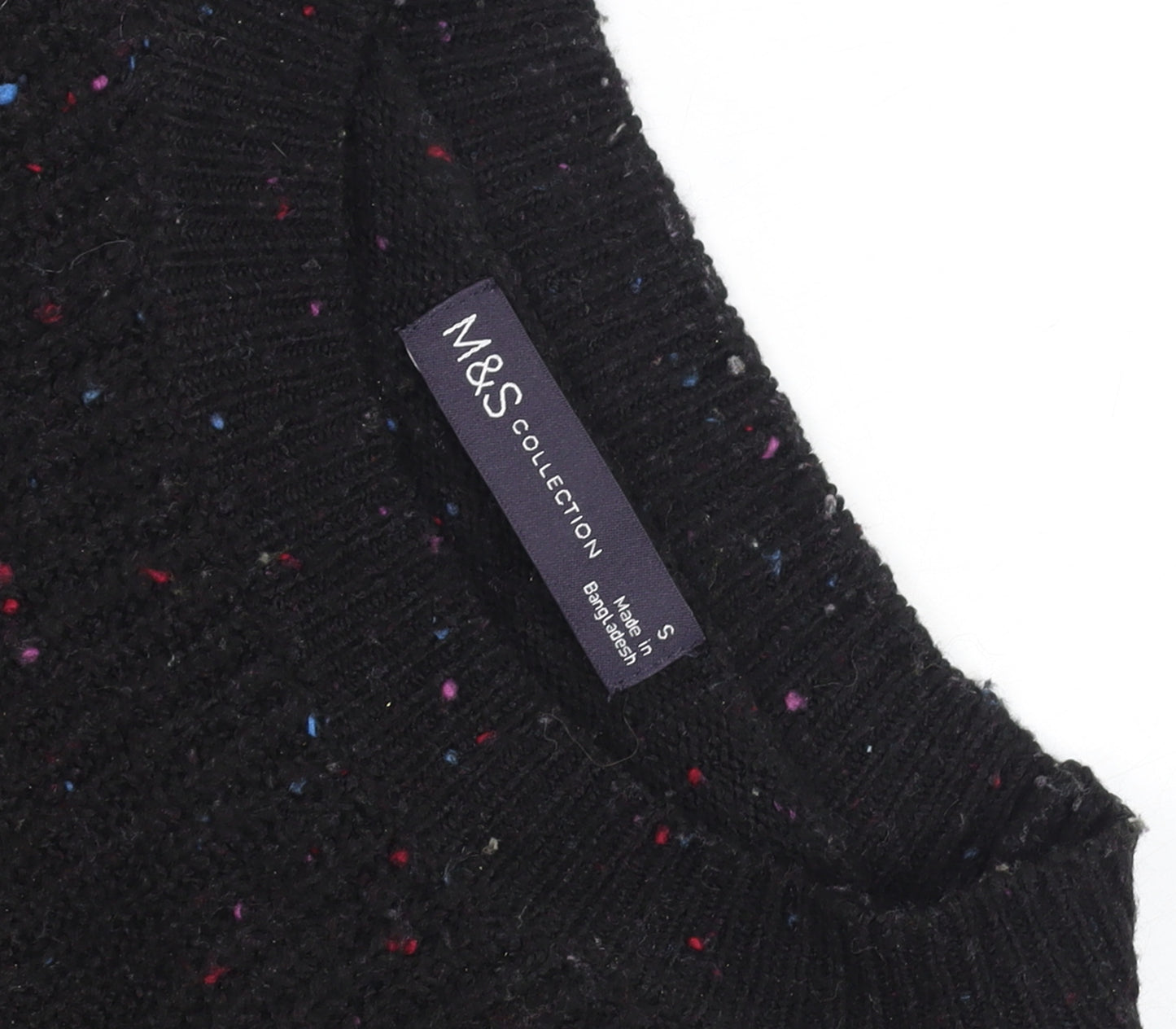 Marks and Spencer Womens Black Chunky Knit Wool Jumper Size S