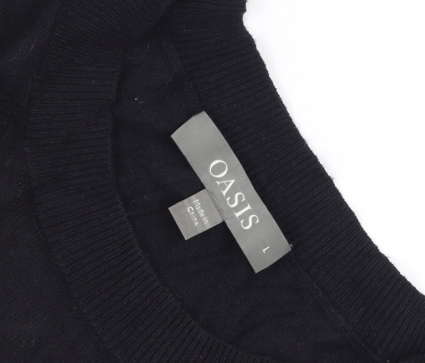 Oasis Women Black Long Sleeve Tunic Jumper L Pleated Hem