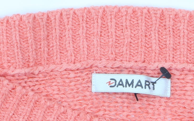 Damart Womens Pink Cable-Knit Jumper Size 18 Long Sleeve Pullover