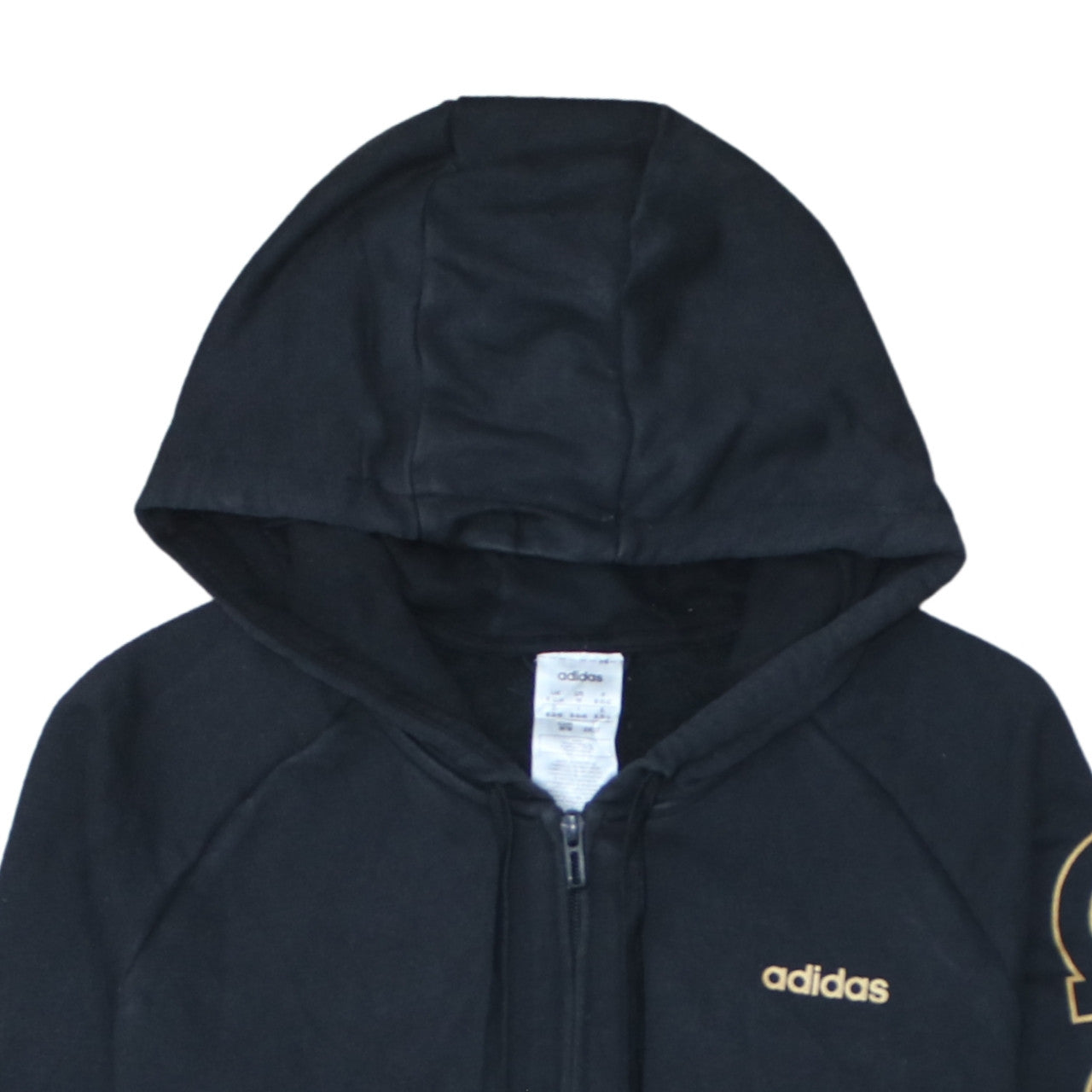 Adidas Women Black Full Zip Hoodie Size 12-14 Hooded Sweatshirt