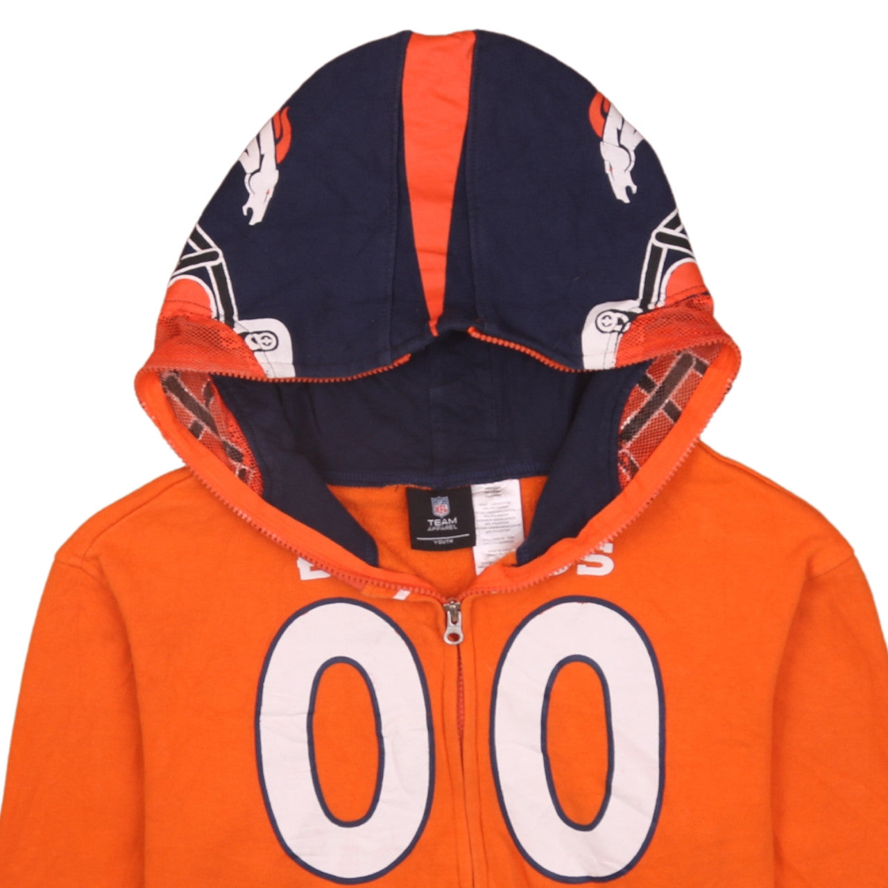 NFL Team Apparel Boys Orange Full Zip Hoodie XL 18 American Football Graphic
