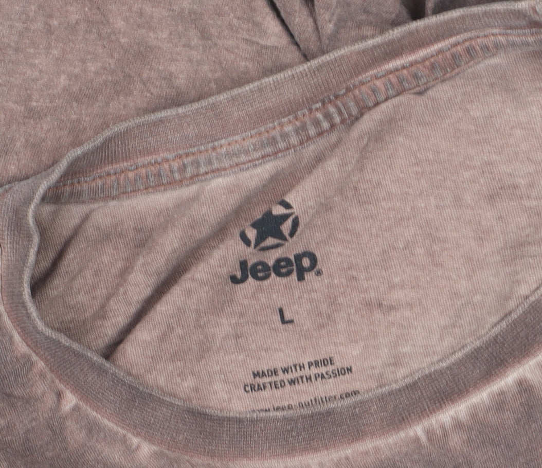 Jeep Men's Brown Cotton Crew Neck Short Sleeve T-Shirt Size L