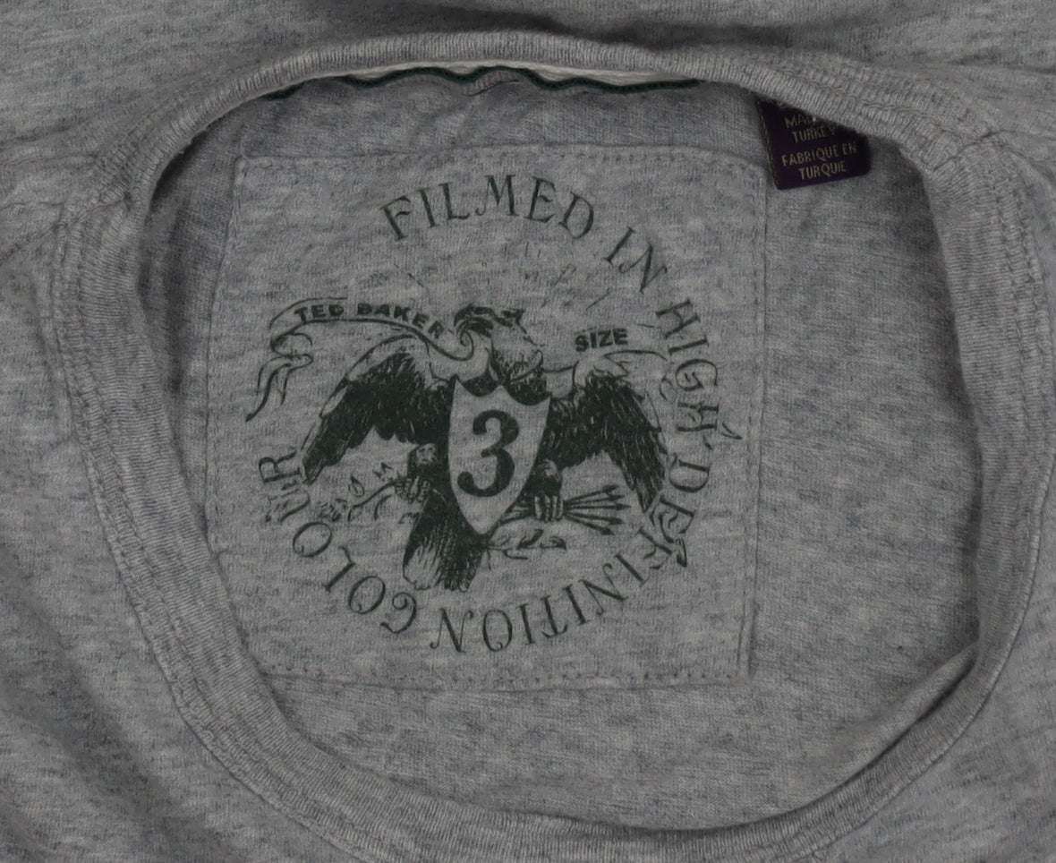 Ted Baker Men's Grey Graphic Motorcycle Print Cotton T-Shirt Size M