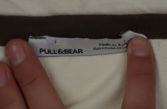 Pull & Bear Womens Beige Butterfly Ringer T-Shirt Size M