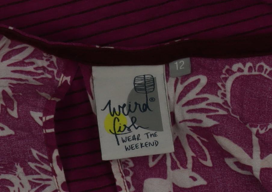 Weird Fish Women's Pink Striped Floral Tank Top Size 12