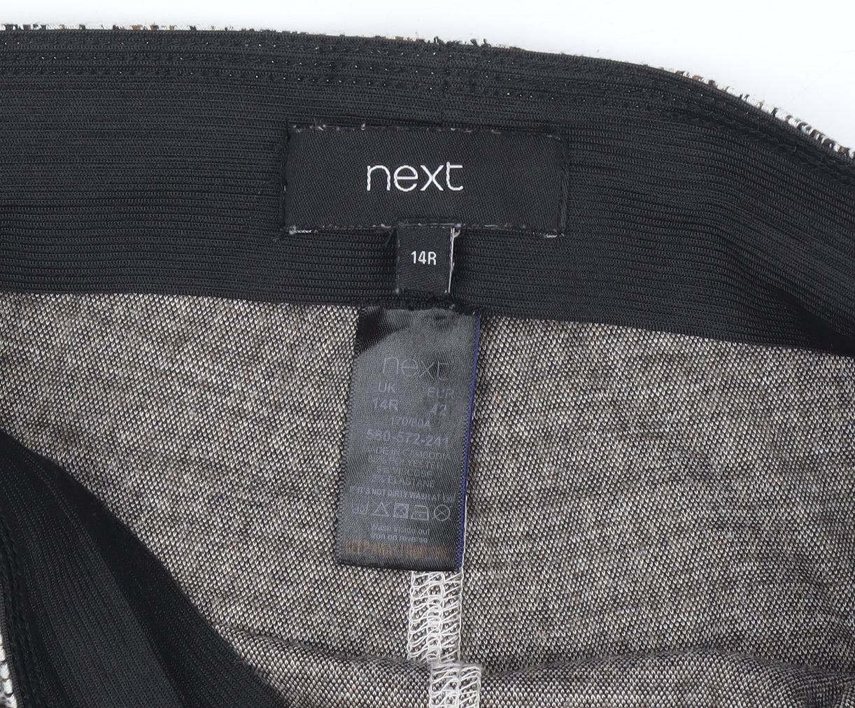 Next Women Grey Check Slim Tapered Trousers Size 14R