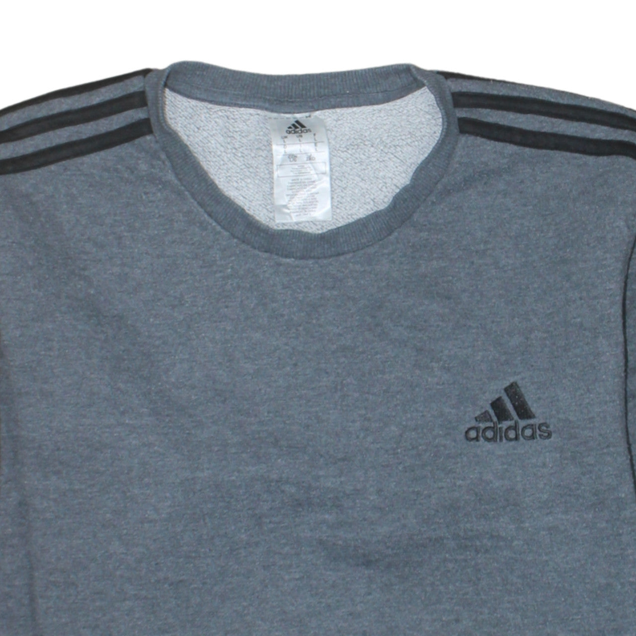 adidas Men’s Grey Crew Neck Sweatshirt L Pullover Fleece Sportswear