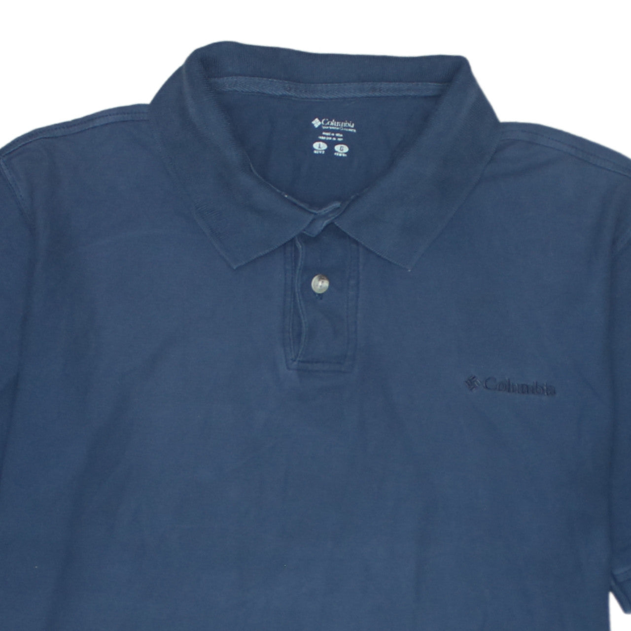 Columbia Men's Blue Cotton Regular Fit Short Sleeve Polo Shirt L