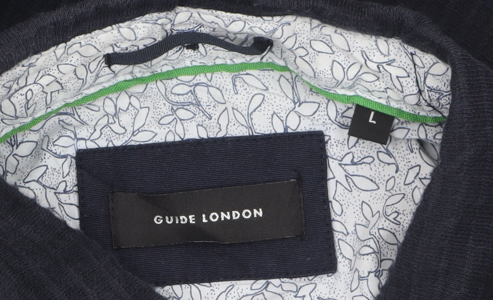 Guide London Men's Blue Cotton Short Sleeve Polo Shirt Size L