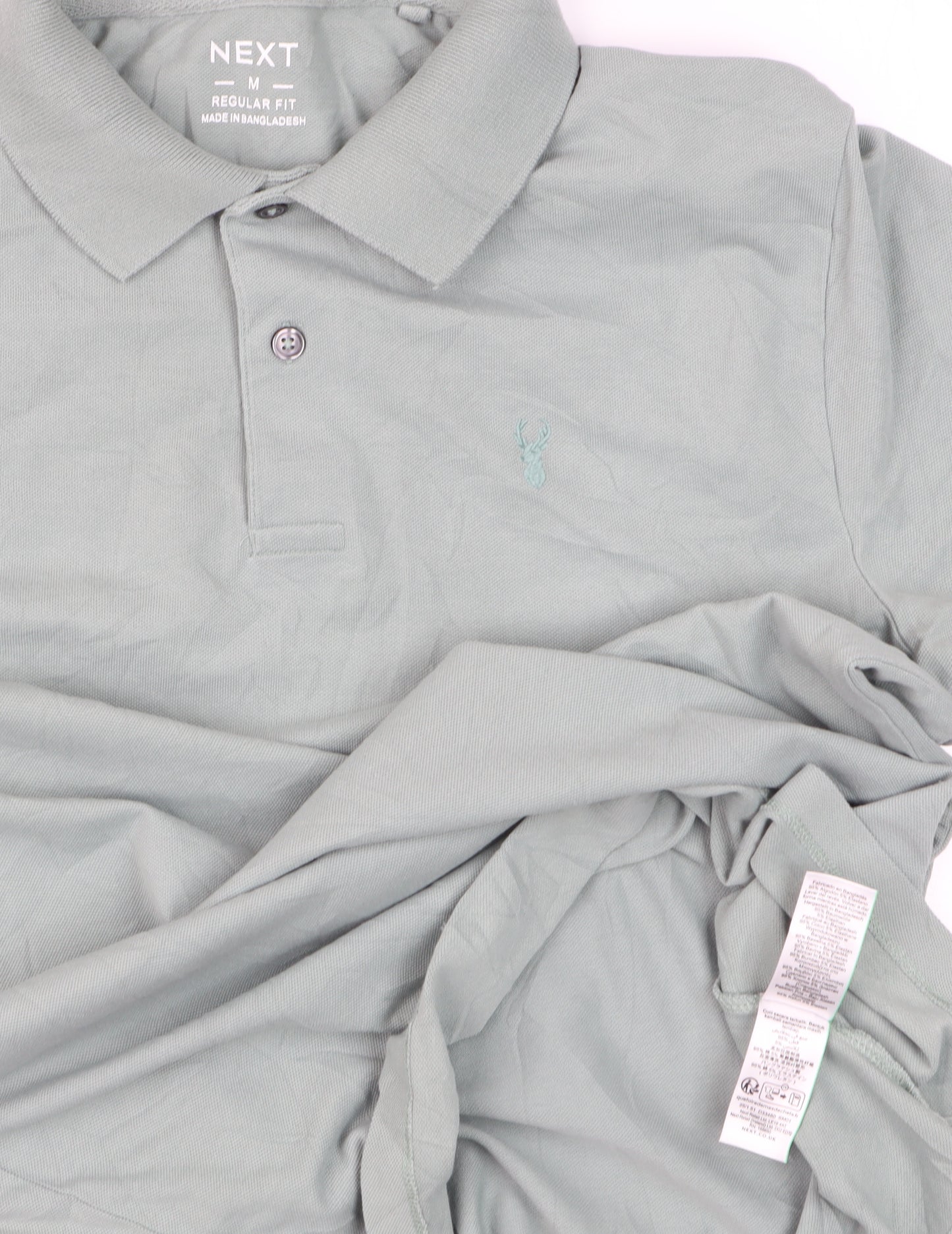Next Mens Green Regular Fit Cotton Polo Shirt M