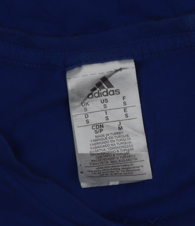 Adidas Men's Blue Small Crew Neck Graphic Sports T-Shirt
