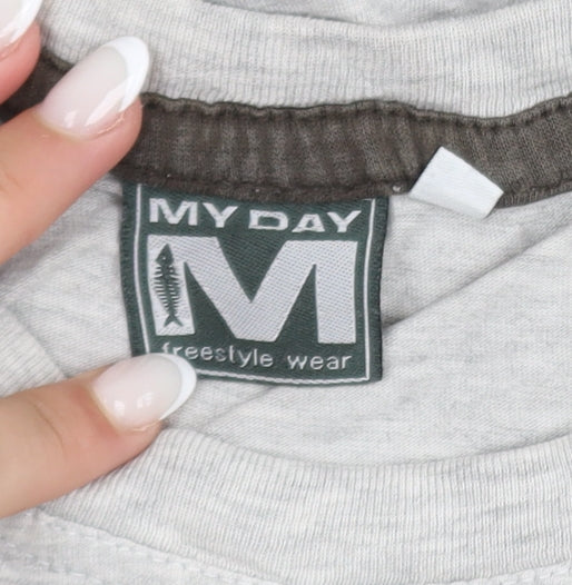 My Day Men's Grey Roma Italia Embroidered Cotton T-Shirt Size S