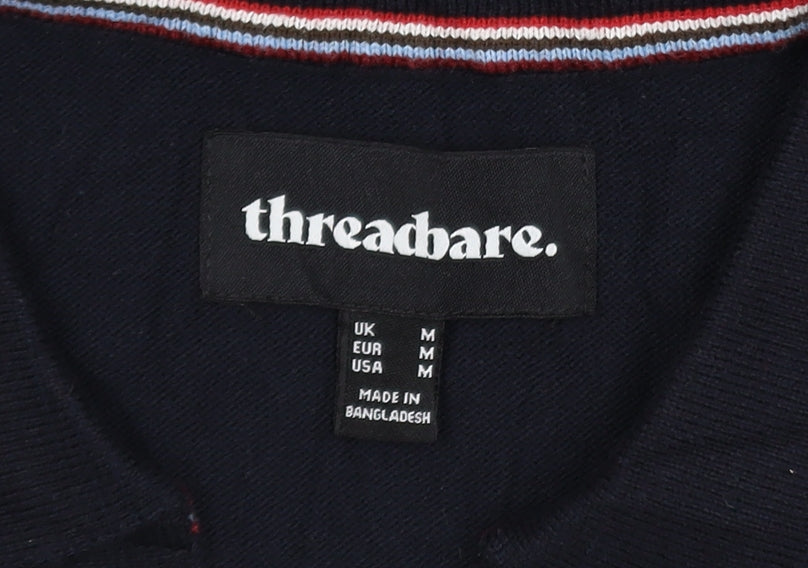 Threadbare Men's Black Regular Fit Cotton Polo Shirt M