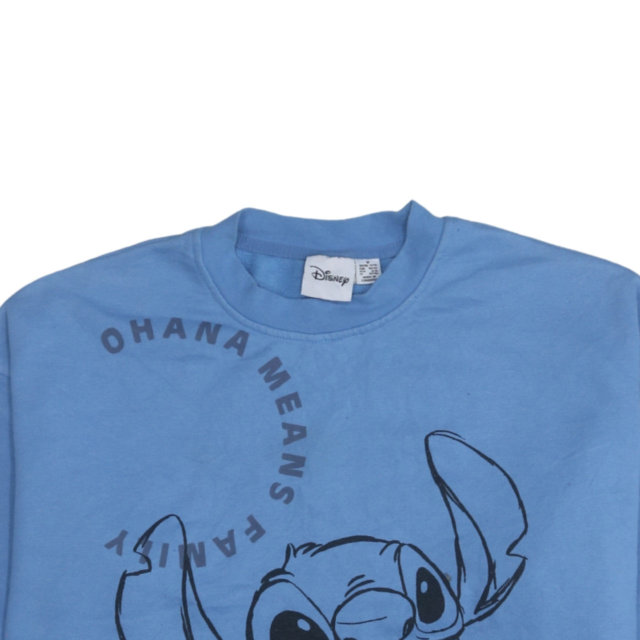 Disney Womens Blue Stitch Sweatshirt Medium 12/14 Pullover Crew Neck