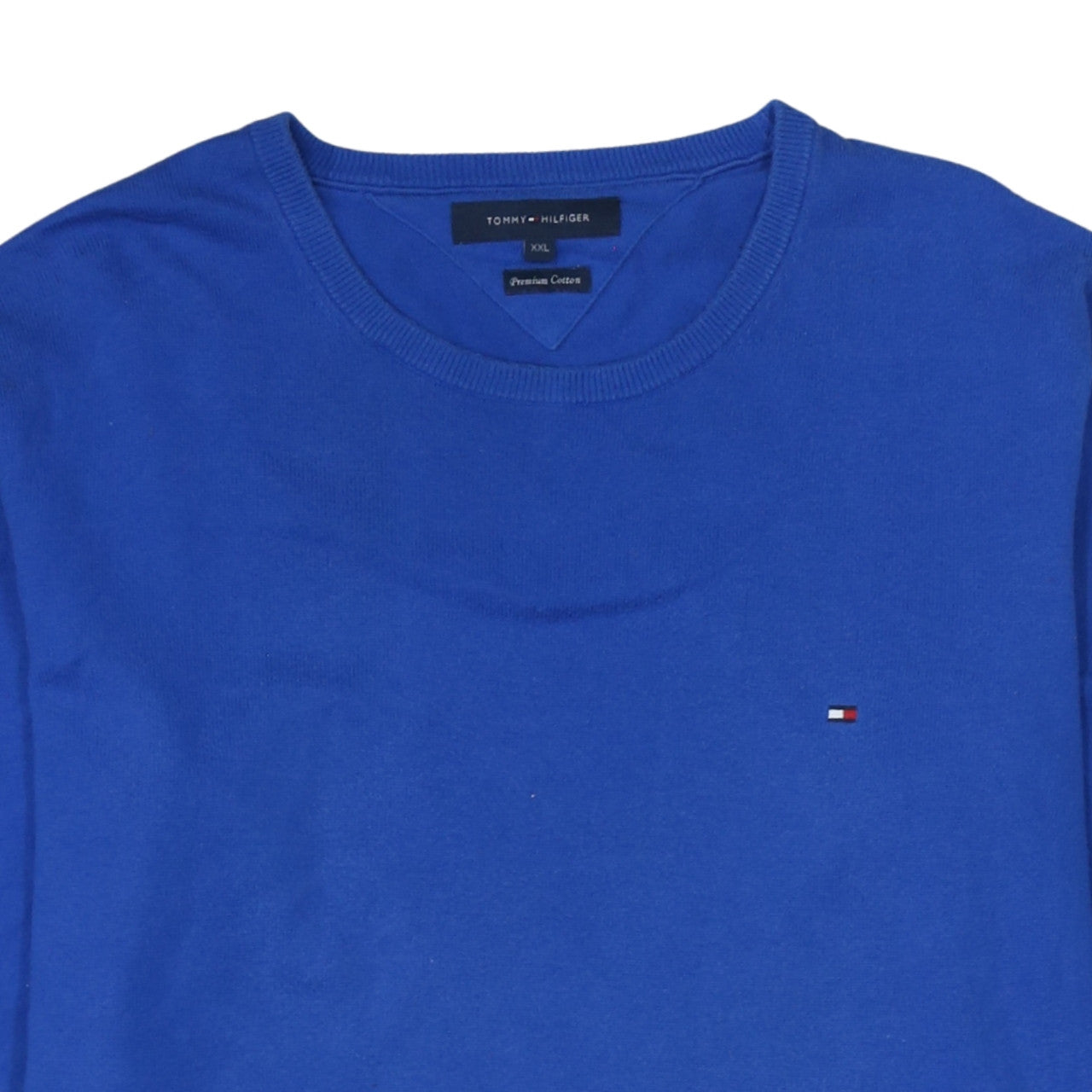 Tommy Hilfiger Men’s Blue Cotton Crew Neck Jumper 2XL
