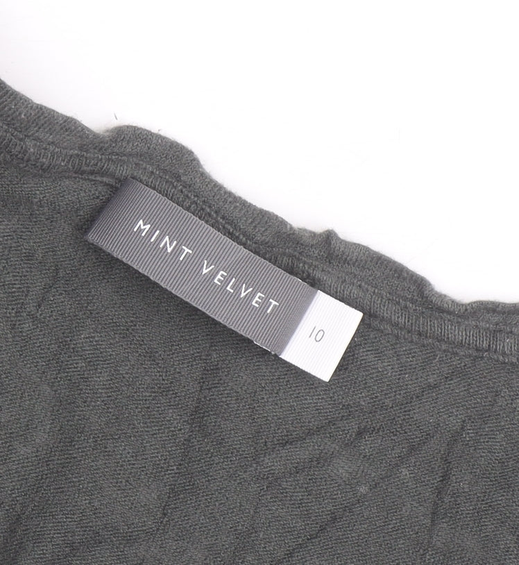 Mint Velvet Women's Grey V-Neck Basic T-Shirt Size 10