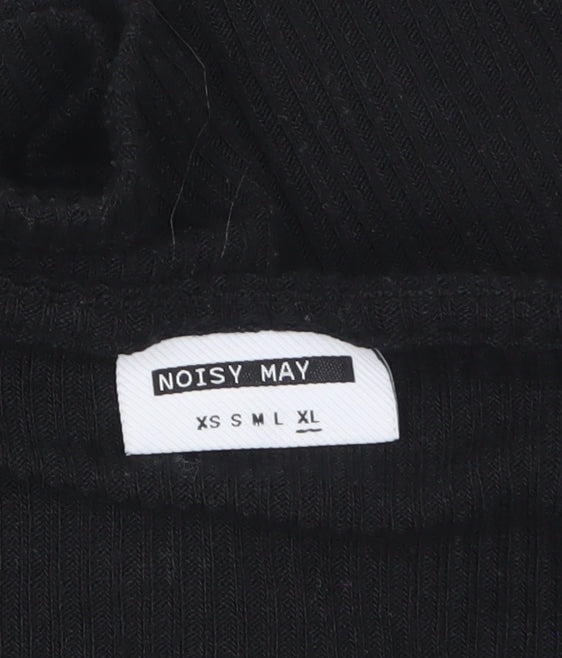 Noisy May Womens Black Sweetheart Neck Slim Fit Long Sleeve Top Size L