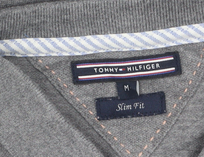 Tommy Hilfiger Women Grey Slim Fit Polo Shirt M Classic Casual