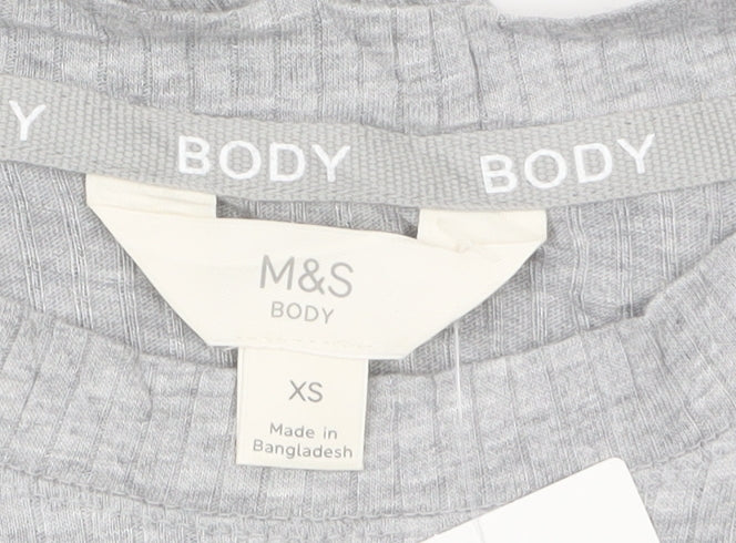 Marks and Spencer Women’s Grey Cotton Blend XS Short Sleeve T-Shirt