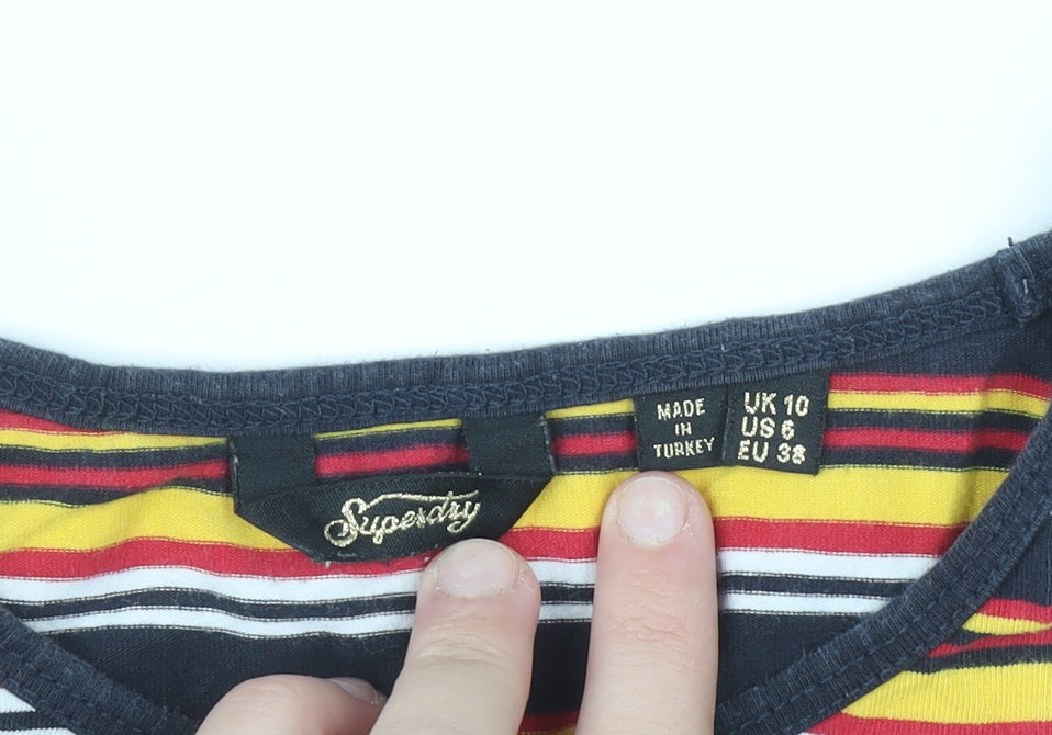 Superdry Womens Multicoloured Striped Cropped Tank Top Size 10
