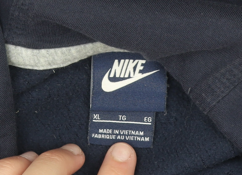Nike Men's Blue XL Pullover Hoodie Fleece Cotton Logo Sportswear