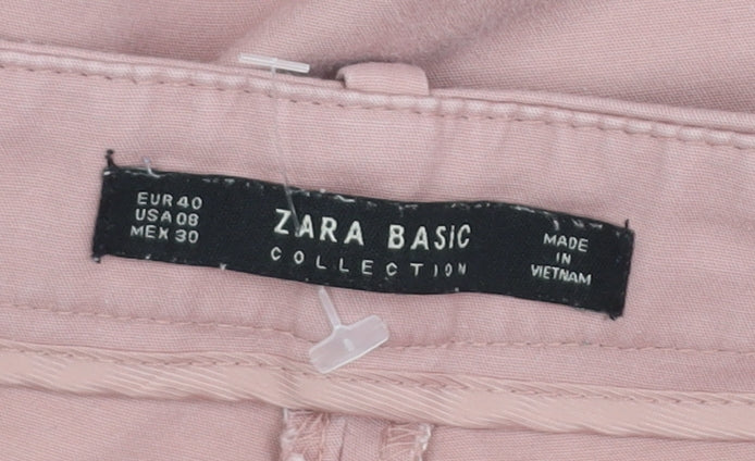 Zara Womens Pink Chino Trousers Size 12 Slim Fit Cotton