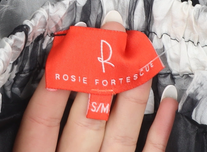 Rosie Fortescue Women Black Floral A-Line Skirt S Knee Length