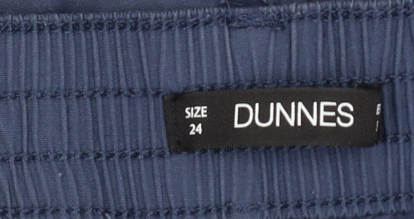 Dunnes Men's Blue Cotton Stretch Cargo Shorts Size 24 Elastic Waist