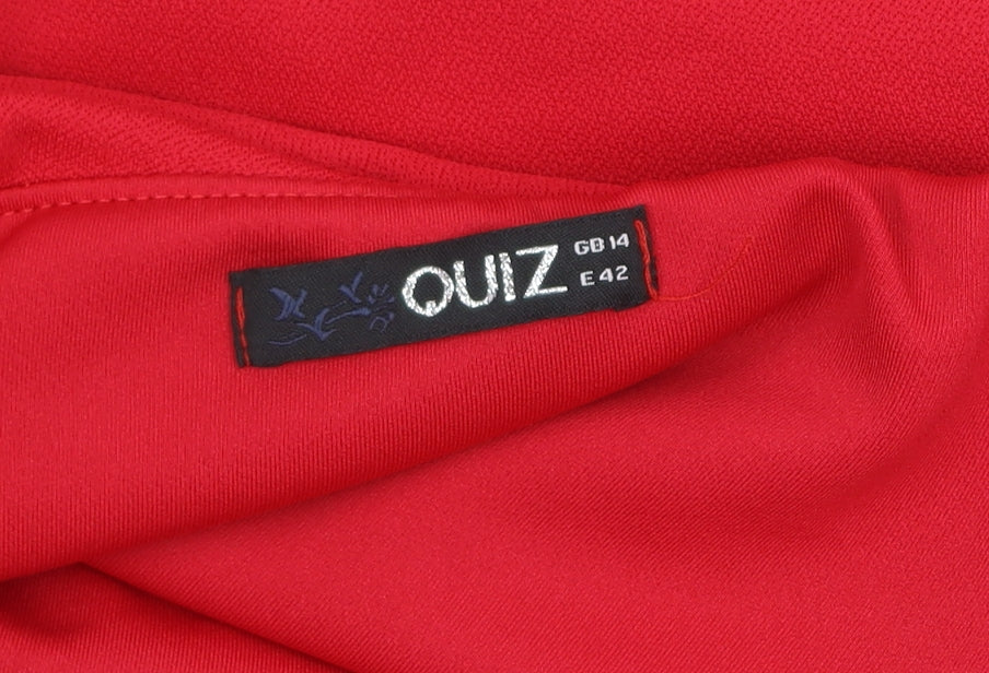 Quiz Women's Red Off Shoulder Ruffle Bodysuit Size 14