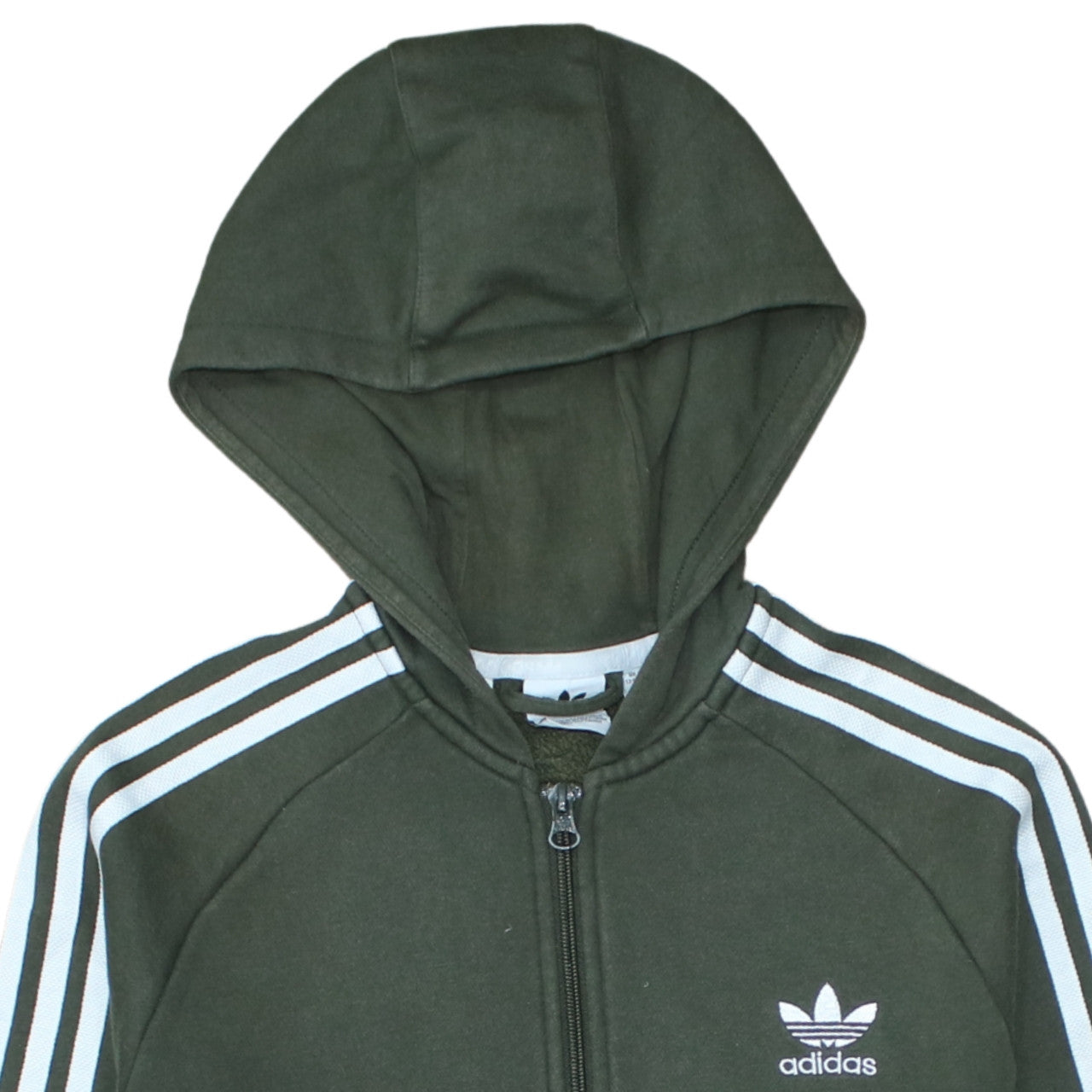 Adidas Boys Green Full Zip Hoodie Size 13-14 Years Hooded Sweatshirt
