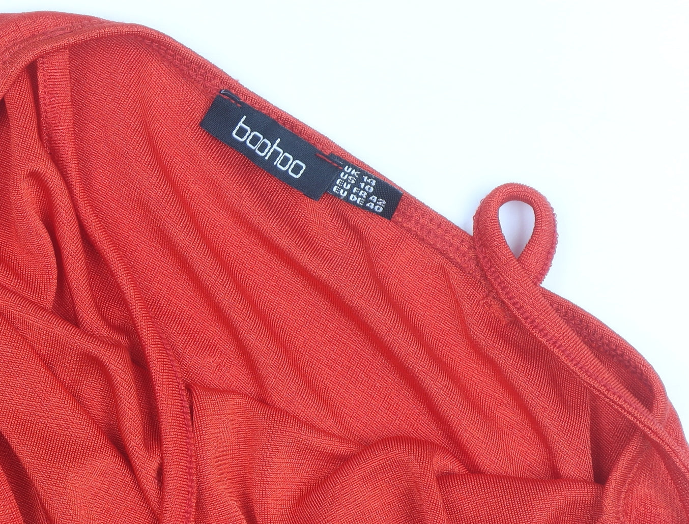 Boohoo Women’s Red Bodycon Strapless Knee Length Dress Size 10