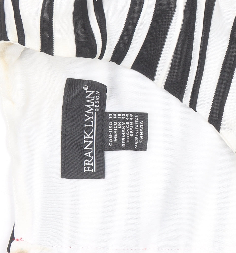 Frank Lyman Women's Black & White Striped Bodycon Dress Size 16