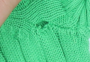Jeanne Pierre Women's Green V-Neck Cable Knit Cotton Jumper XL