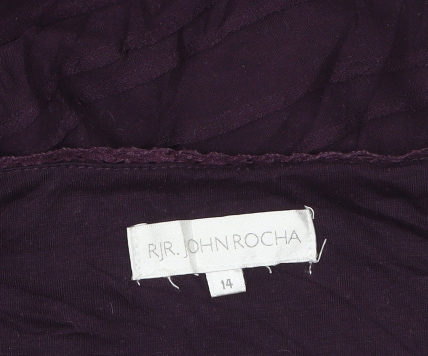 RJR John Rocha Women's Purple Short Sleeve A-Line Knee Length Dress Size 14
