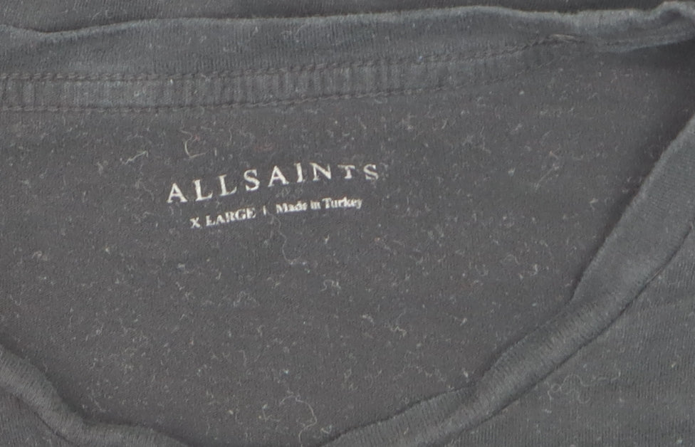 AllSaints Men's Black Crew Neck Cotton T-Shirt XL Classic Fit