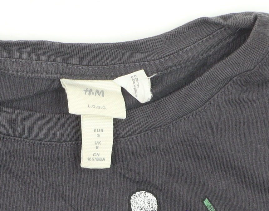 H&M Women’s Black Mickey Mouse Christmas T-Shirt UK 8