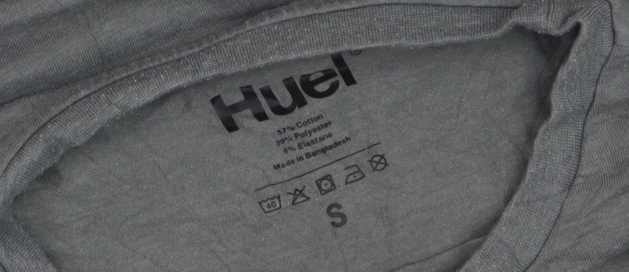 Huel Men's Grey Small Crew Neck Cotton Blend T-Shirt