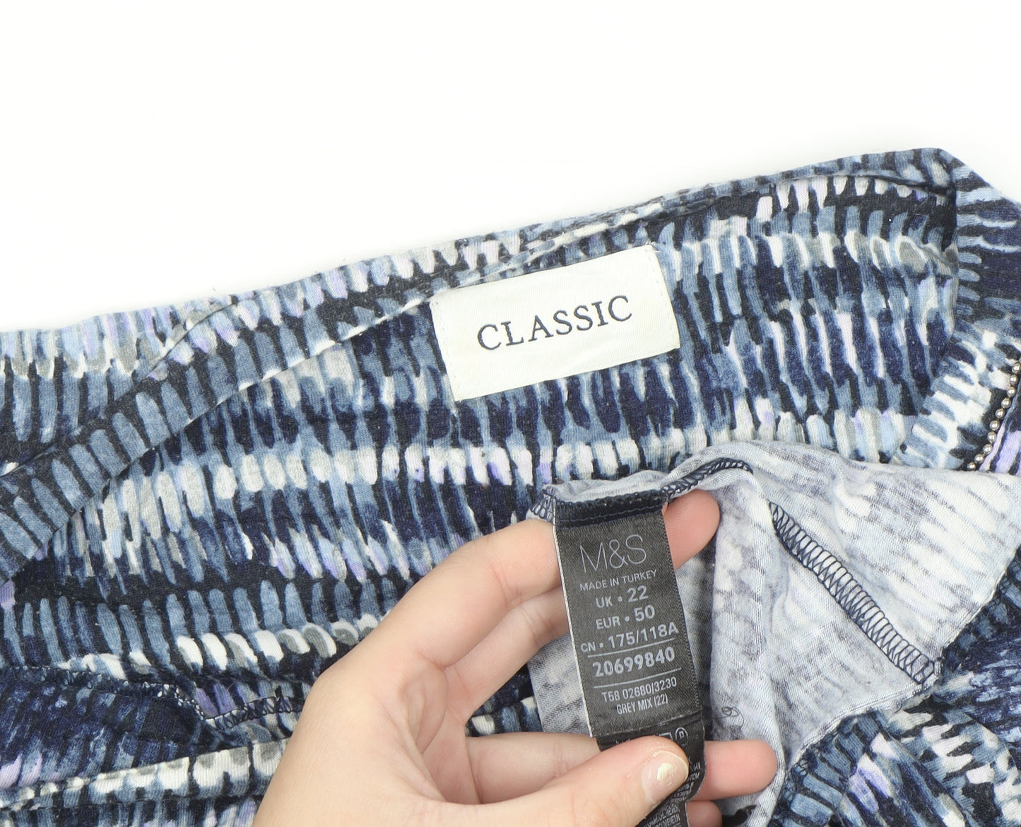 Marks and Spencer Women Blue Multicoloured Classic 3/4 Sleeve Top Size 22