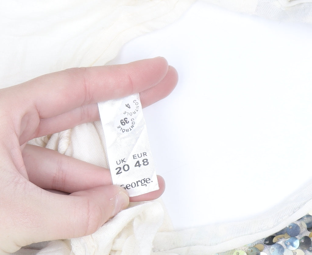 George Women's Ivory Sequin Tank Top Size 20 Camisole Style